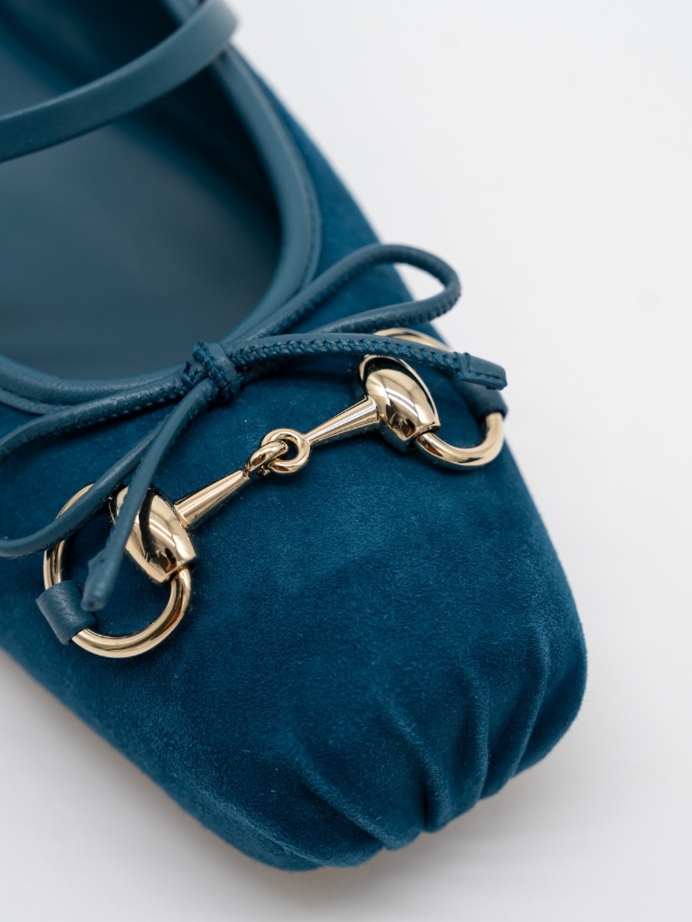 size 37.5G 7.5 US Gucci Horsebit Ballet Flats Blue Suede Mary Jane - Picture 7 of 12